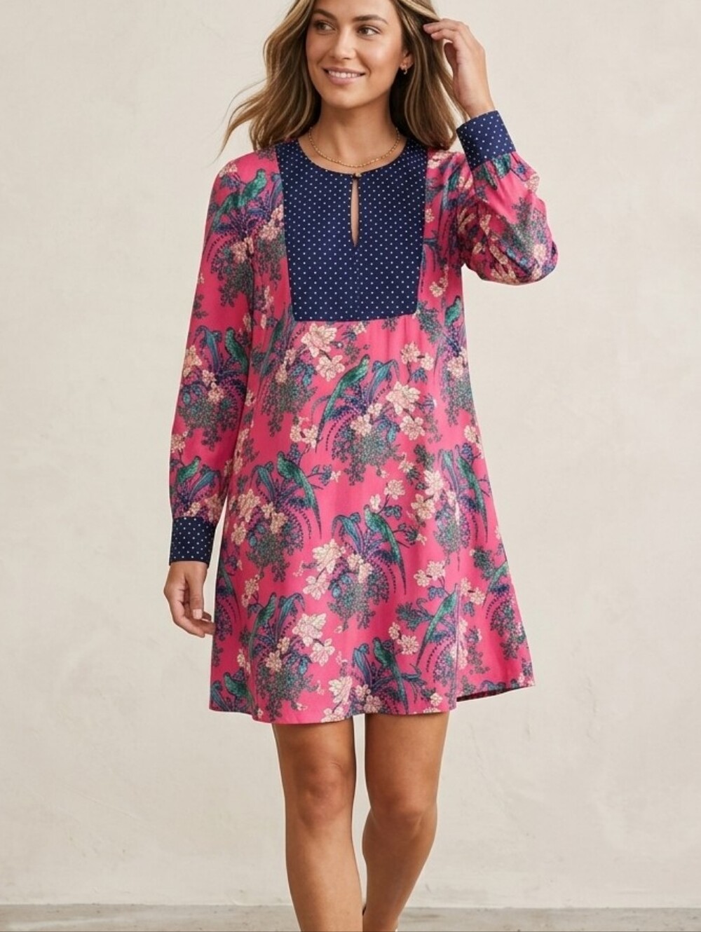 Anthropologie Maeve Bird Floral Polka Dot Spring Wedding Guest Dress SM